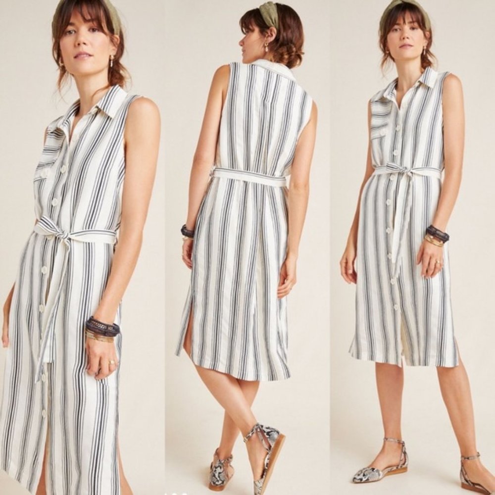 Anthro Maeve Esther Striped Button Down Dress